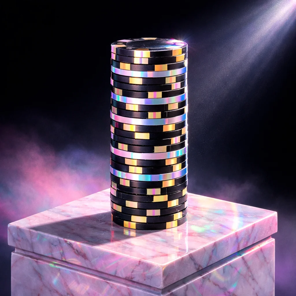 Macro opname van gestapelde pastelkleurige casino fiches