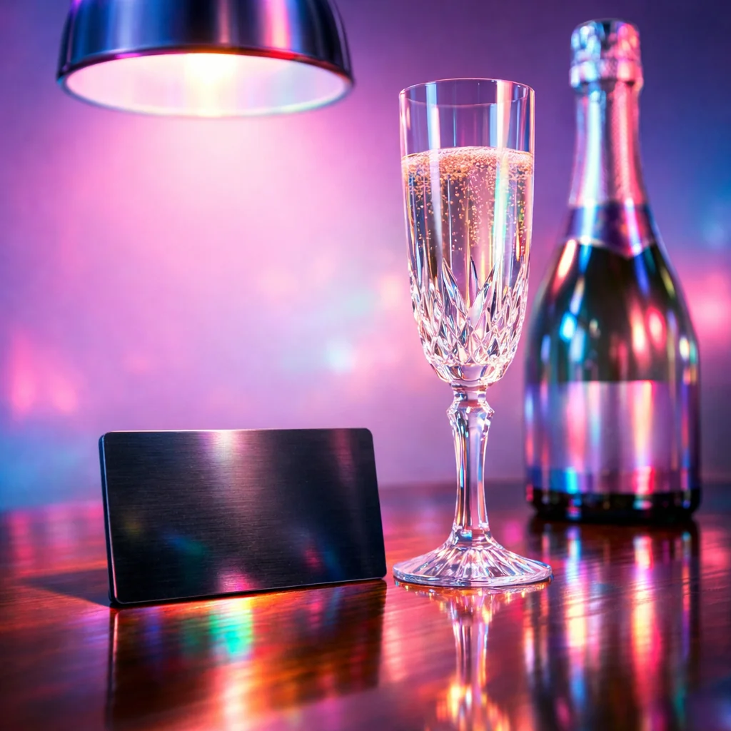 Metalen VIP loyaliteitskaart met pastel holografische glans